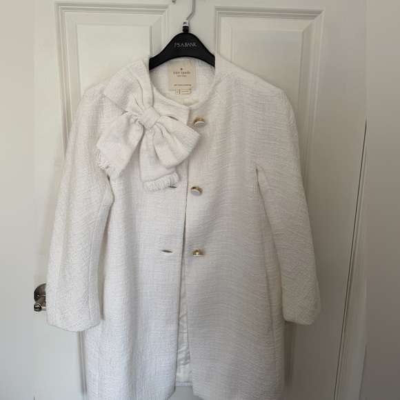 Kate Spade Dorothy Bow-front Tweed Bracelet-sleeve Coat White Size 6 $548 USD - Picture 3 of 8